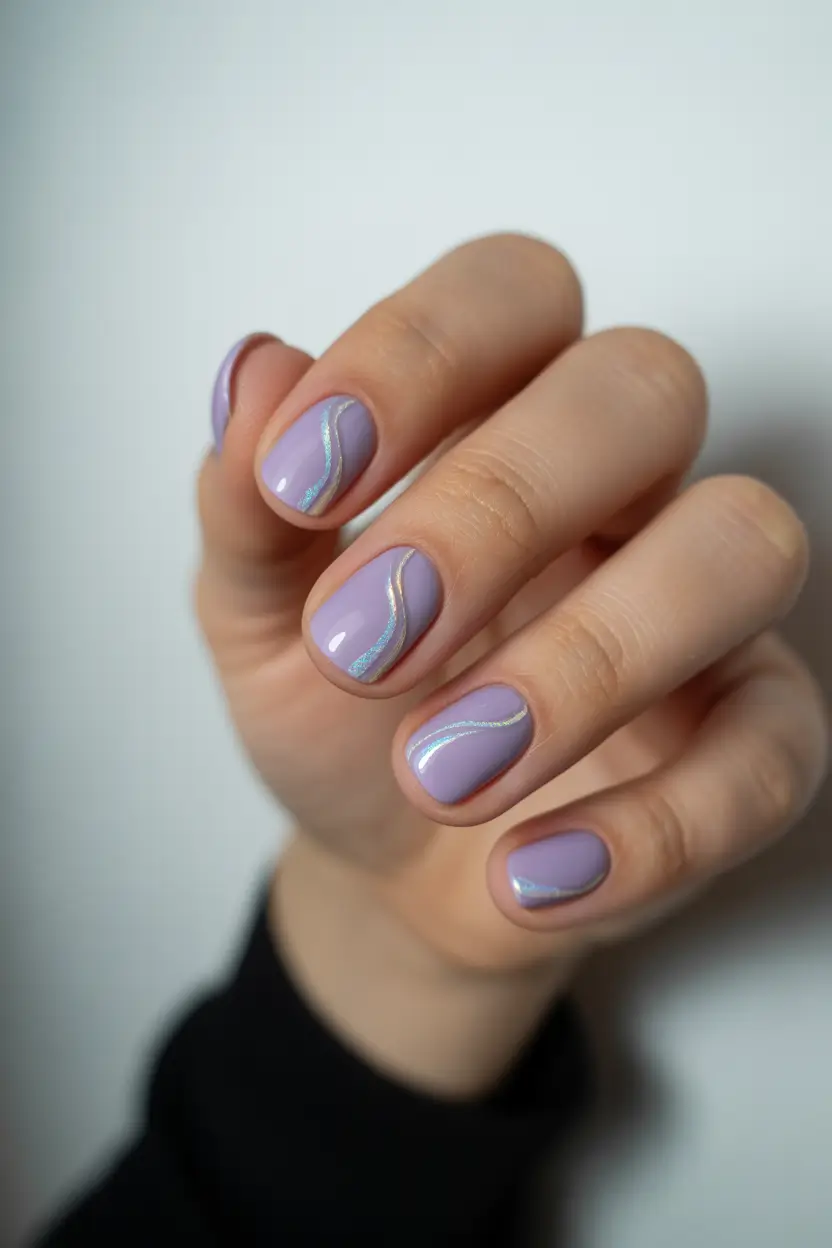 Fall 2025 Nail Color Ideas for Women Over 50 Lavender Haze Lines