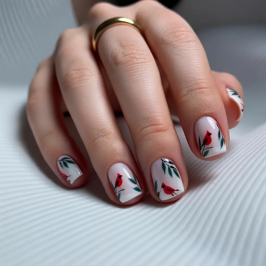 Fall 2025 Nail Color Ideas for Women Over 60 Autumn Cardinals and Greenery