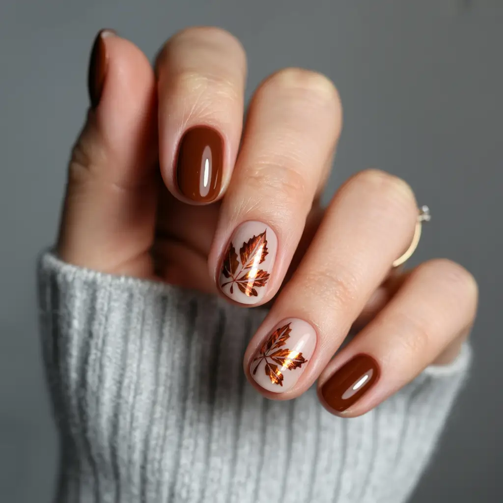 Fall 2025 nail trends Classic Maple Leaf Motif