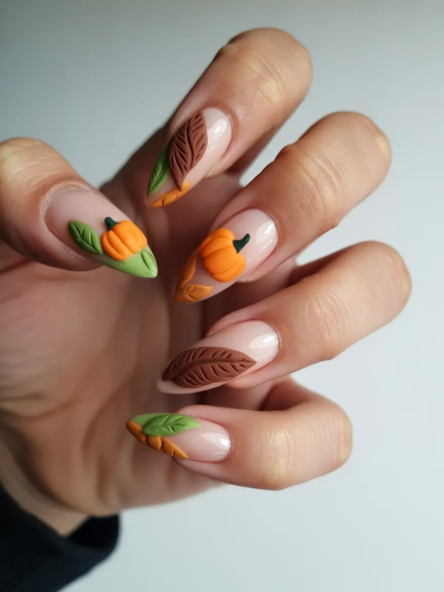 Fall-3D-Nail-Art-2025-Pumpkin-Spice-and-Falling-Leaves