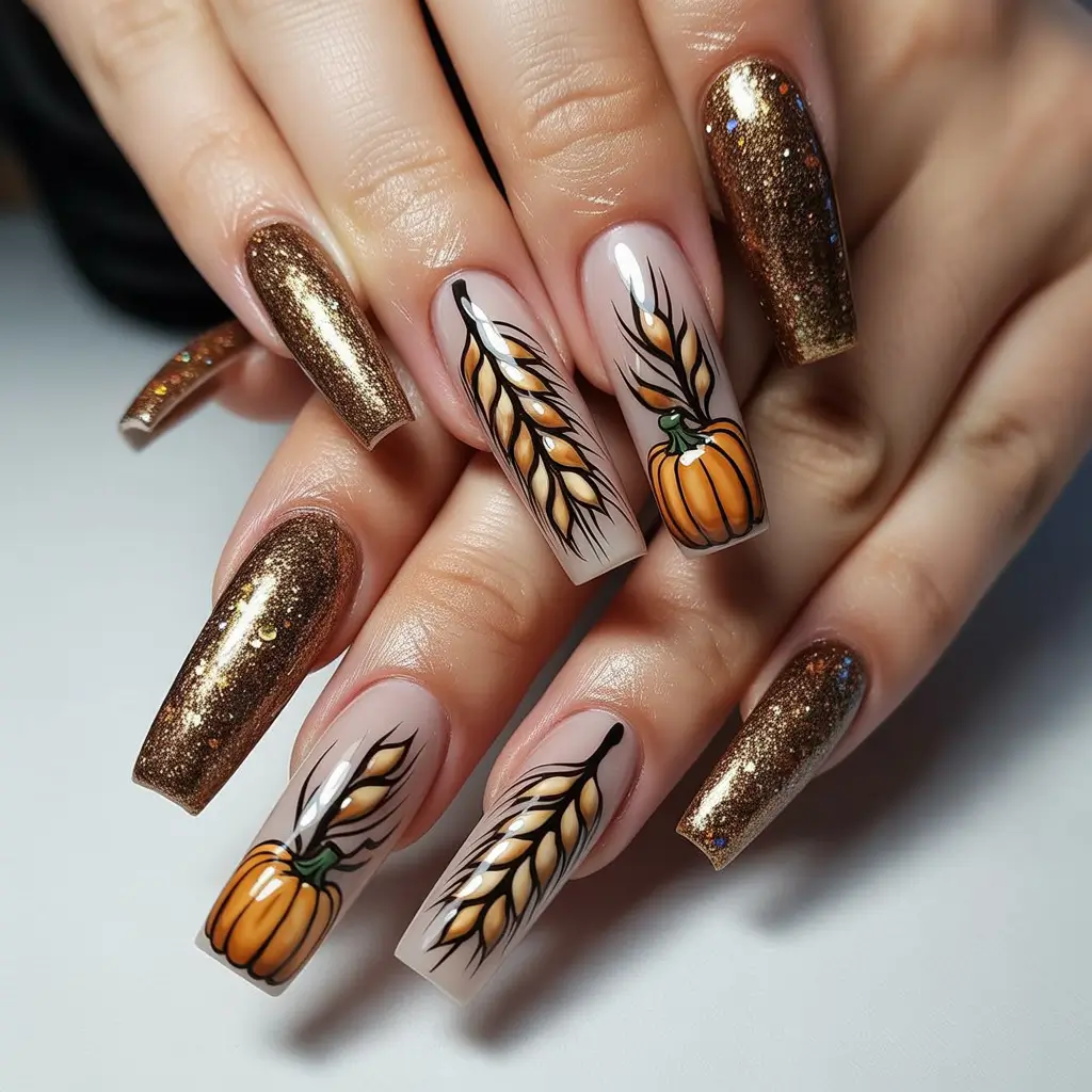 Fall-3D-Nail-Art-2025-Harvest-Glow