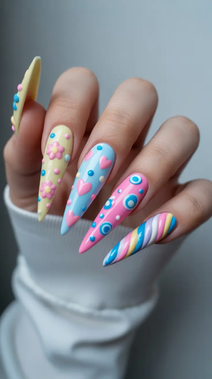 Fall 3D Nail Art 2025 Playful Pastel Pop Art