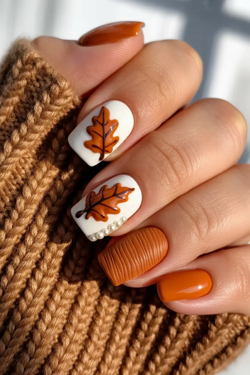 Fall-3D-Nail-Art-2025-Golden-Leaves-and-Sweater-Tones