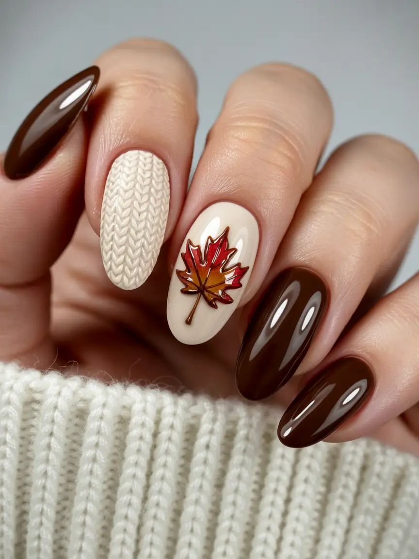 Fall-3D-Nail-Art-2025-Maple-Leaf-and-Knit-Texture