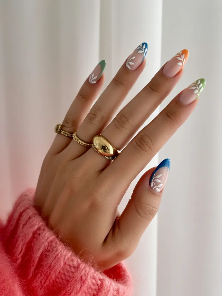 fall almond nails 2025 Modern French Tips with Autumn Hues