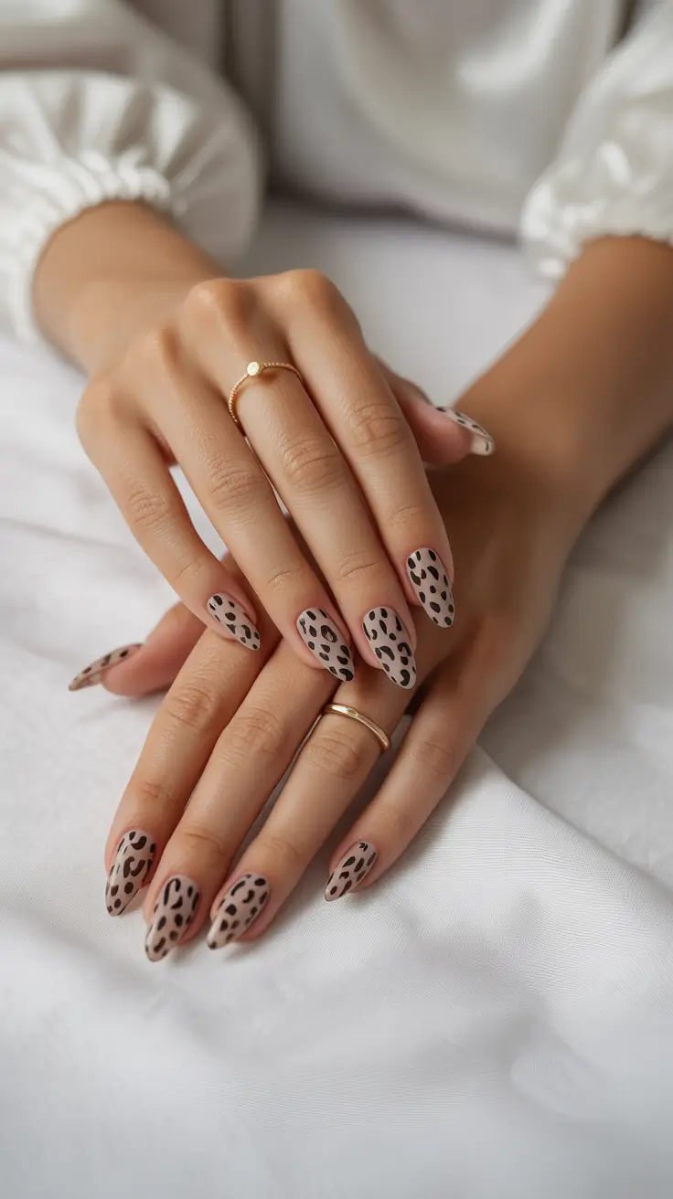 Fall Animal Print Nails 2025 Matte Taupe Leopard
