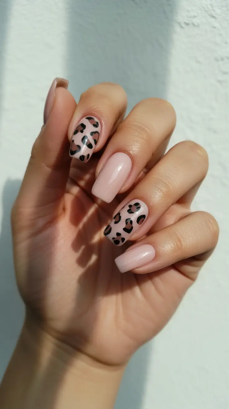 Fall Animal Print Nails 2025 Soft Pink Leopard Accents