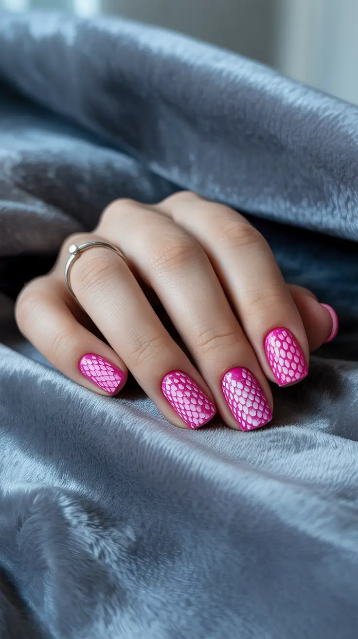Fall Animal Print Nails 2025 Hot Pink Snake Print