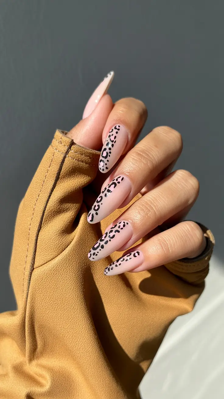 Fall Animal Print Nails 2025 Elegant Nude Leopard Lines