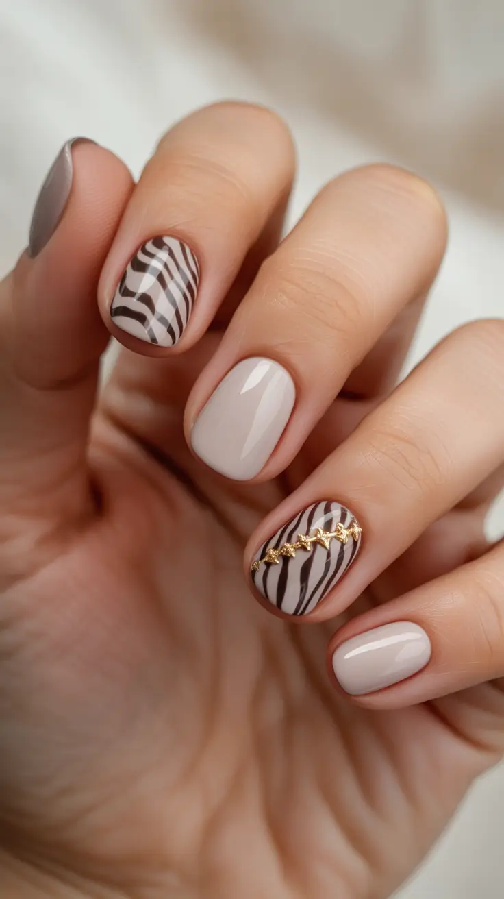 Fall Animal Print Nails 2025 Zebra Chic with a Twist