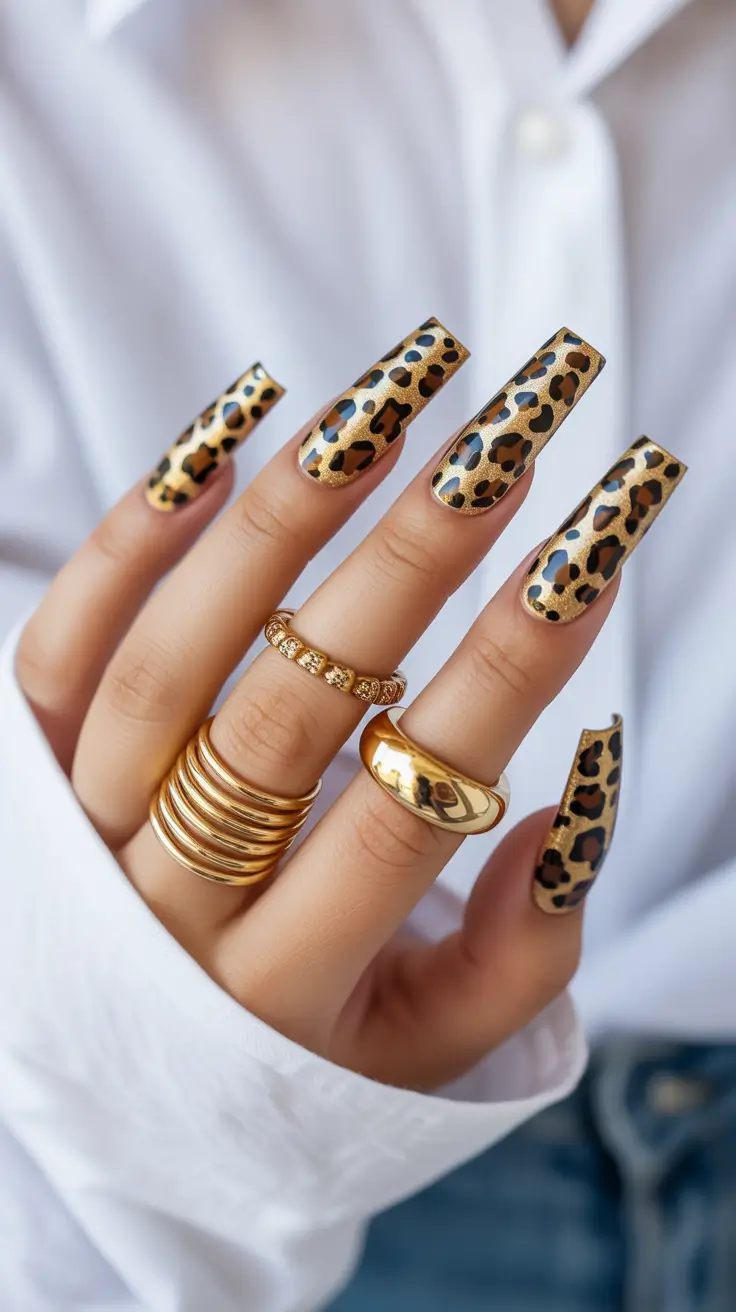 Fall Animal Print Nails 2025 Golden Leopard Luxe