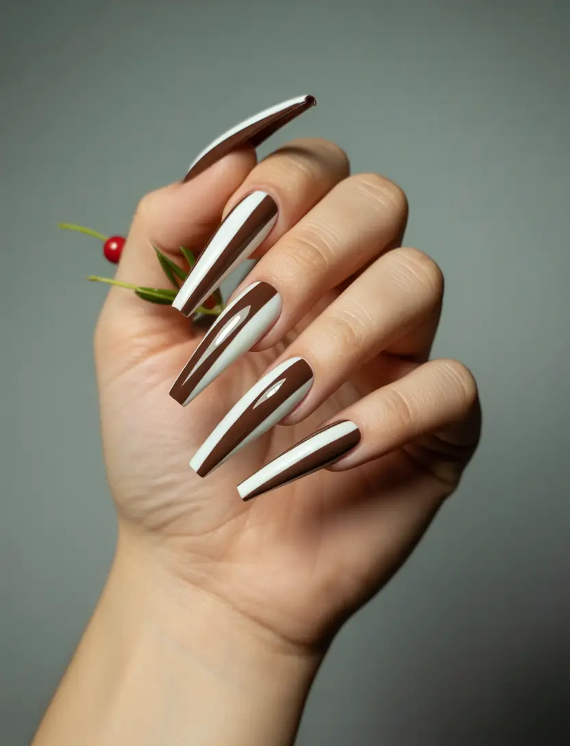 fall coffin nail ideas 2025+Mocha Dagger Drama