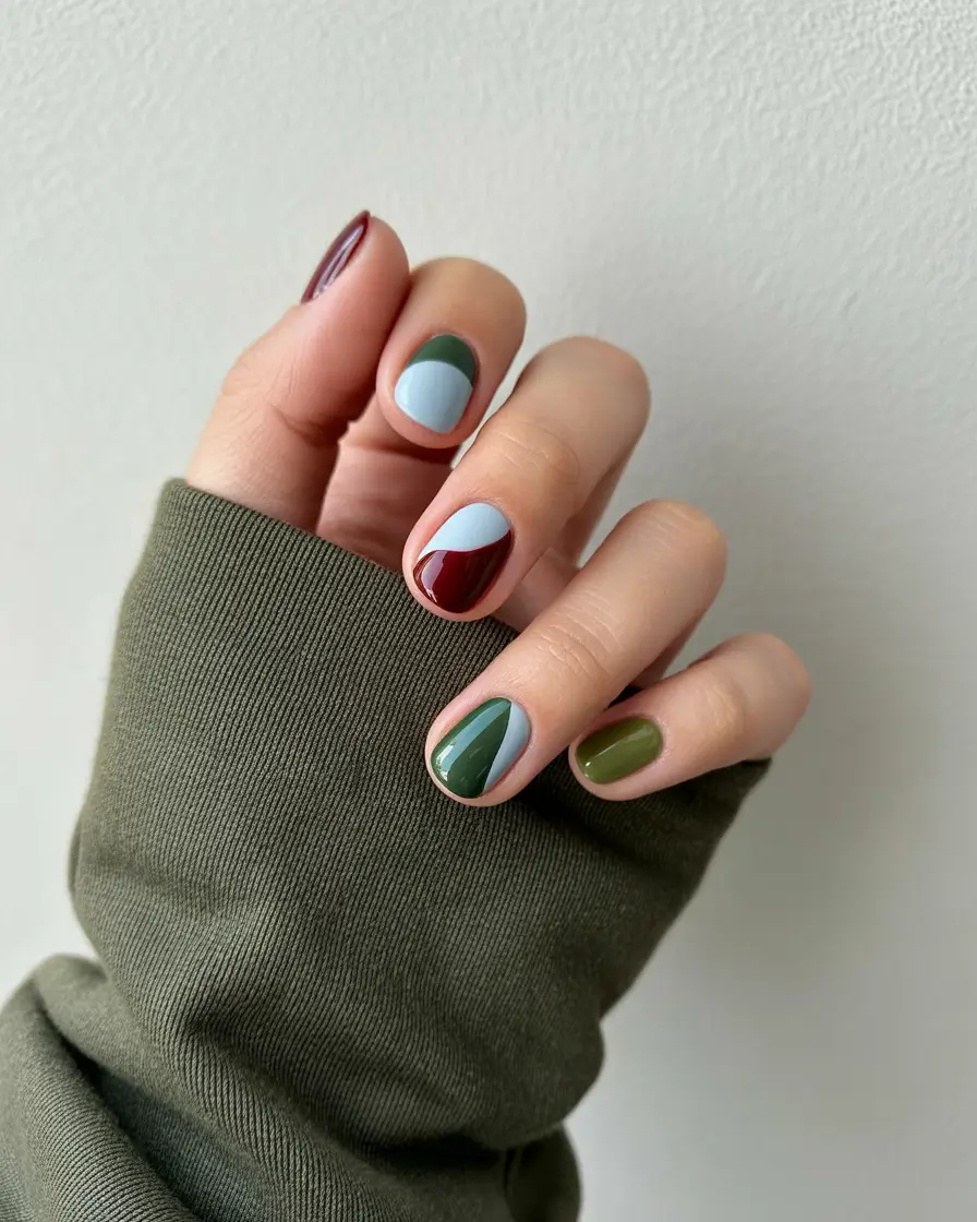 Fall Color-Block Nails 2025 Moody Autumn Color-Blocks