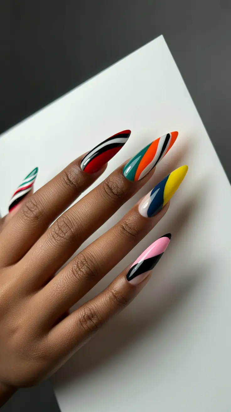 Fall Color-Block Nails 2025 Color Surge Stilettos