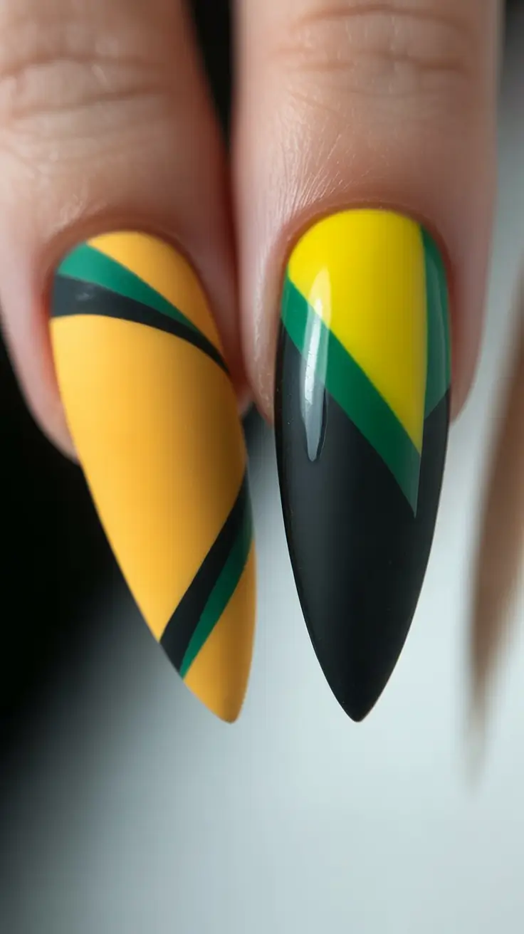 Fall Color-Block Nails 2025 Golden Limon Energy
