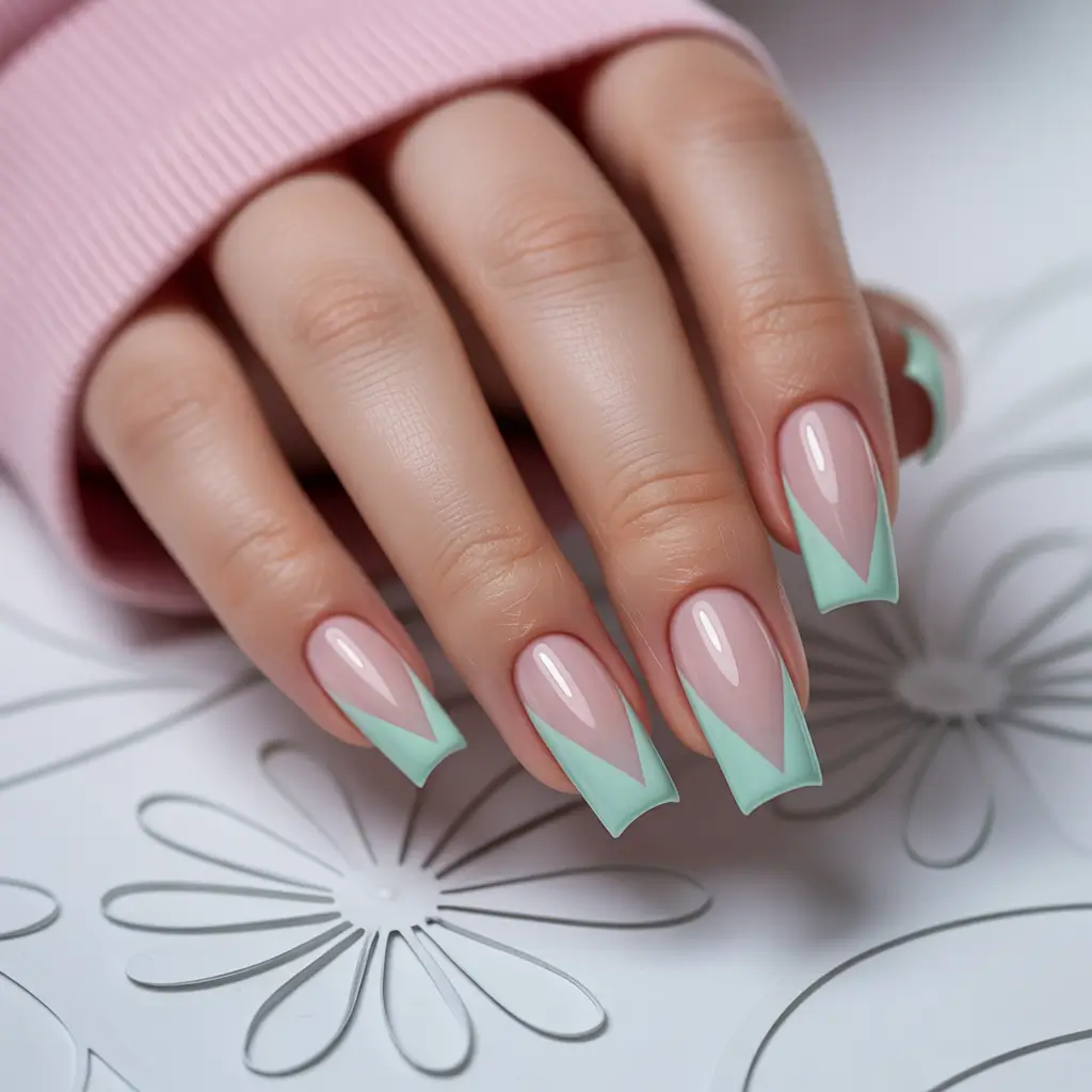 fall color nails Minty French Peaks with a Twist