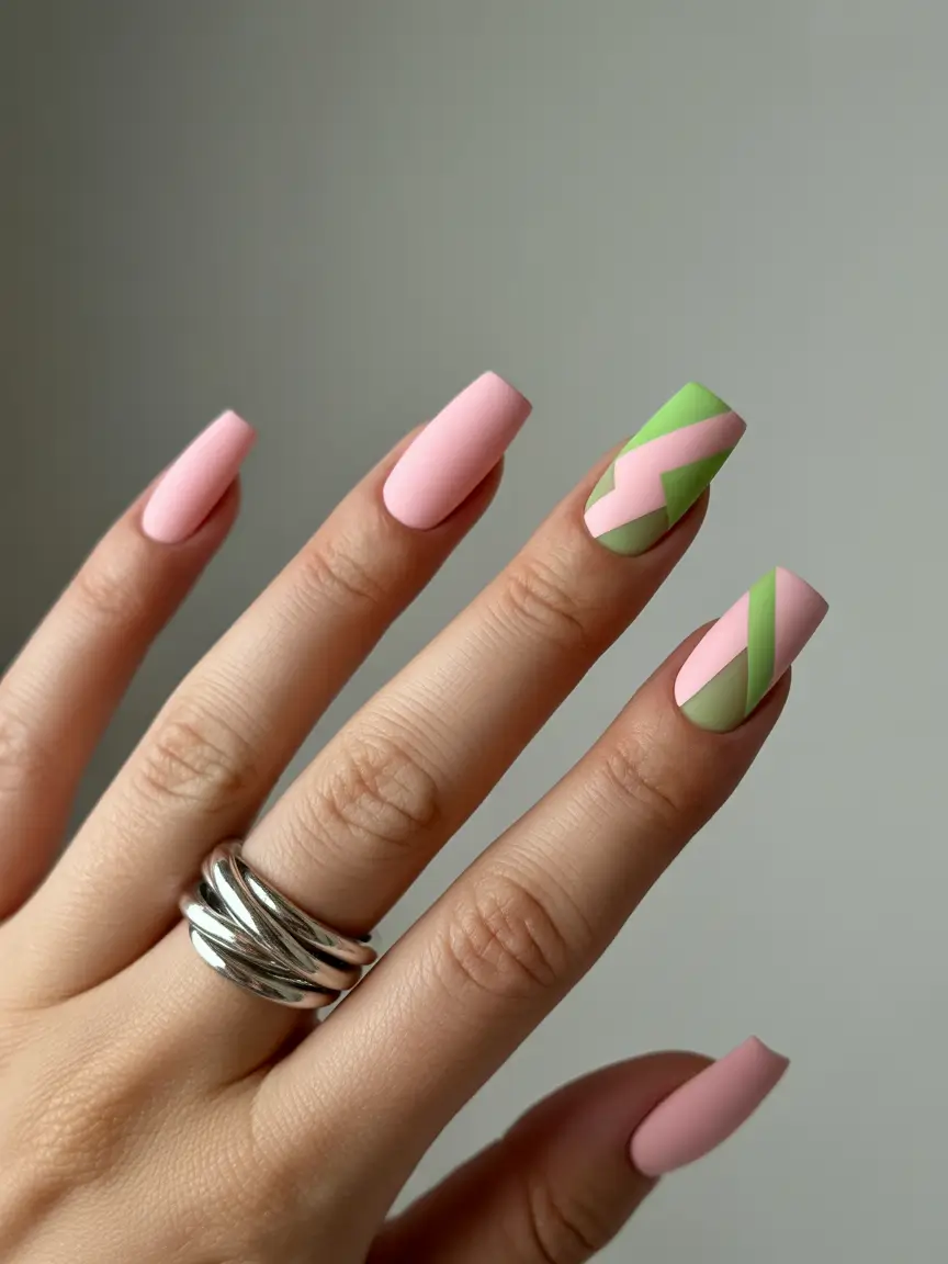 fall color nails Muted Candy Color Blocking