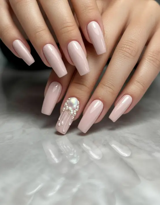 Fall Drip Nails 2025 Pearl Glow Elegance