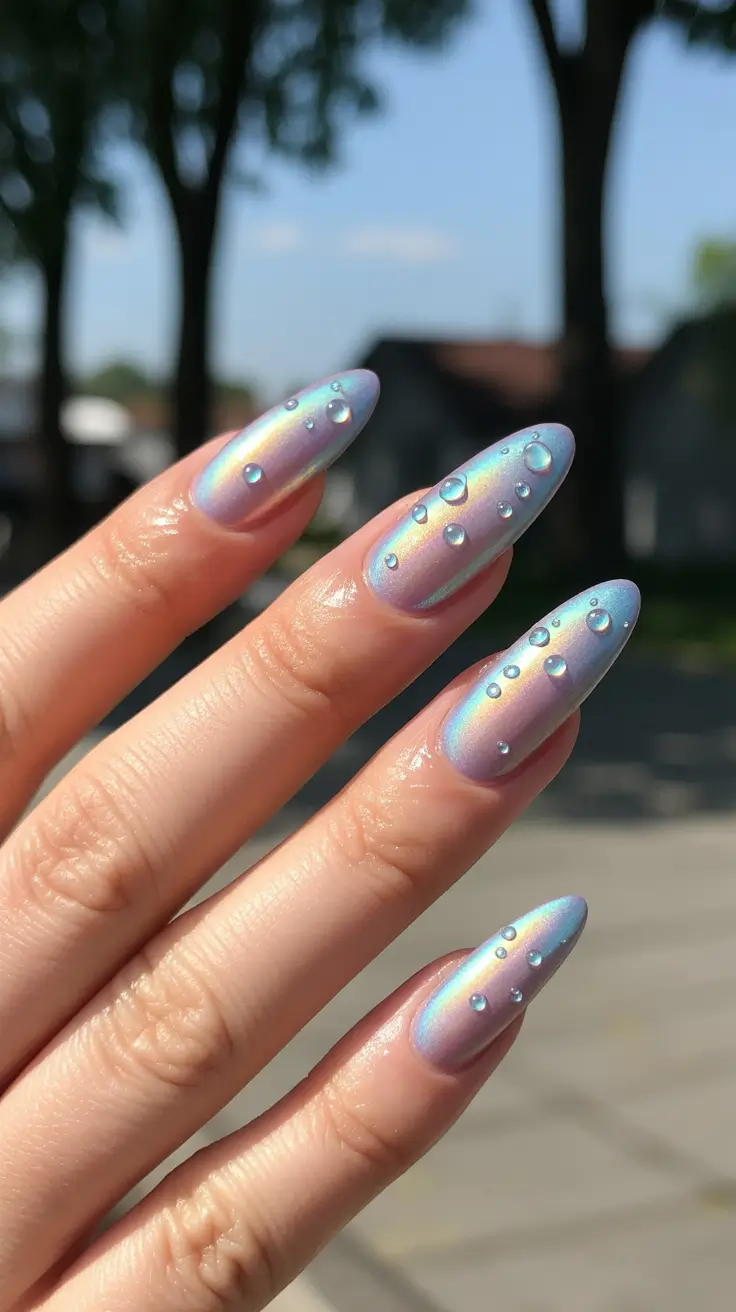 Fall Drip Nails 2025 Iridescent Rainfall