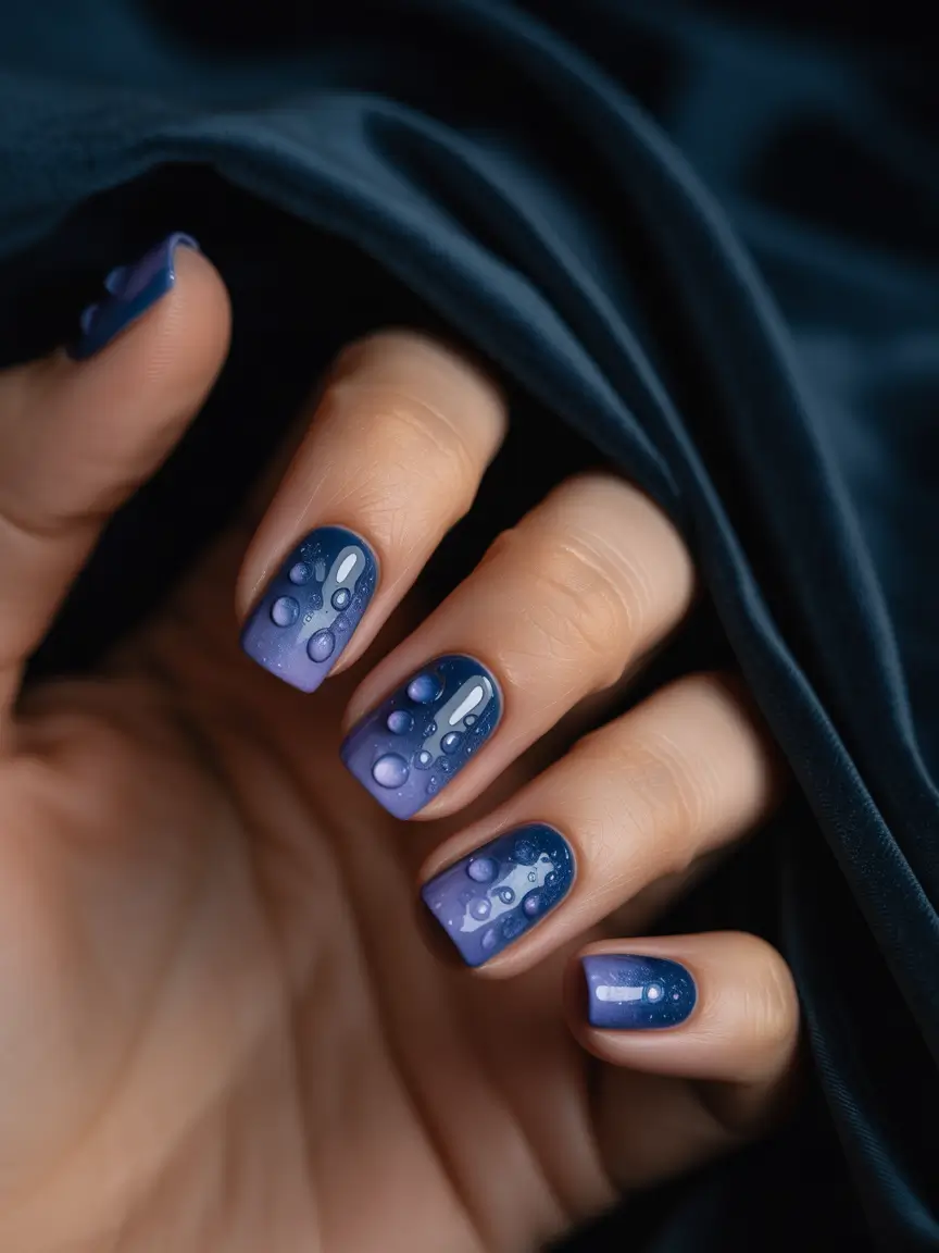 Fall Drip Nails 2025 Midnight Rainfall Ombre