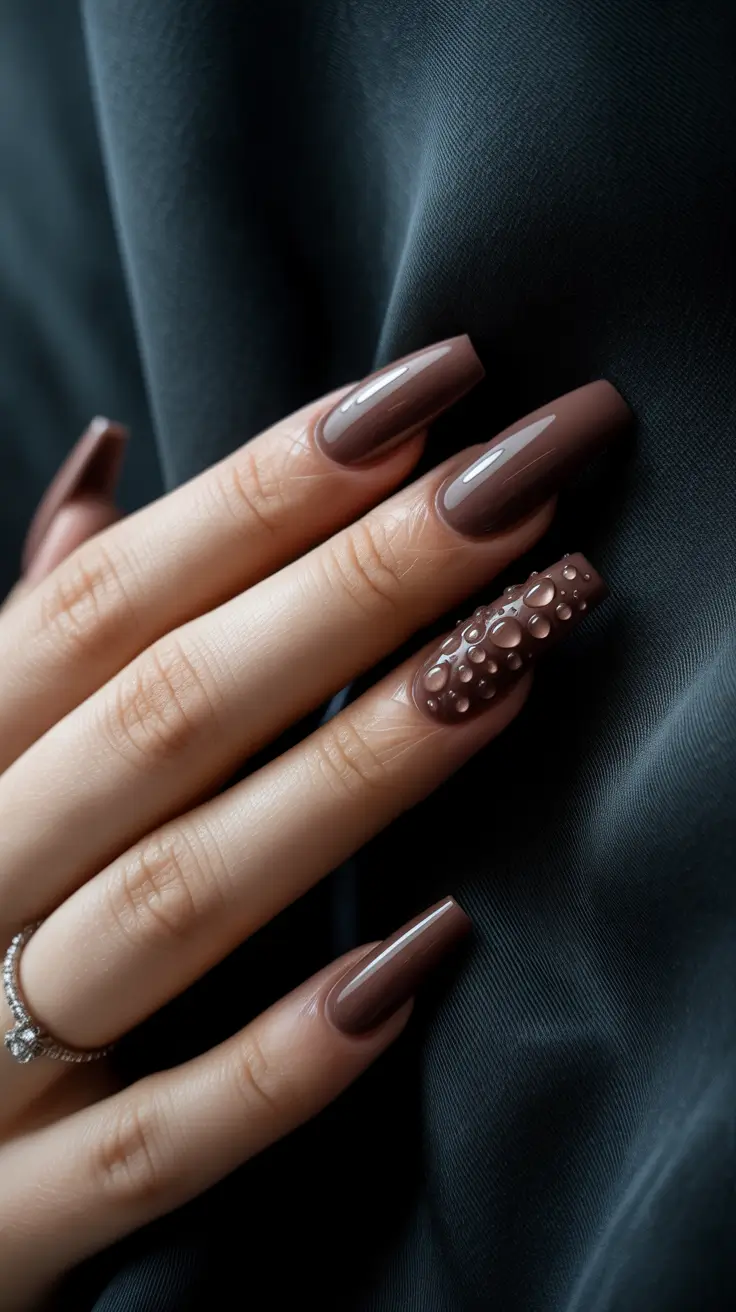 Fall Drip Nails 2025 Chocolate Raindrops