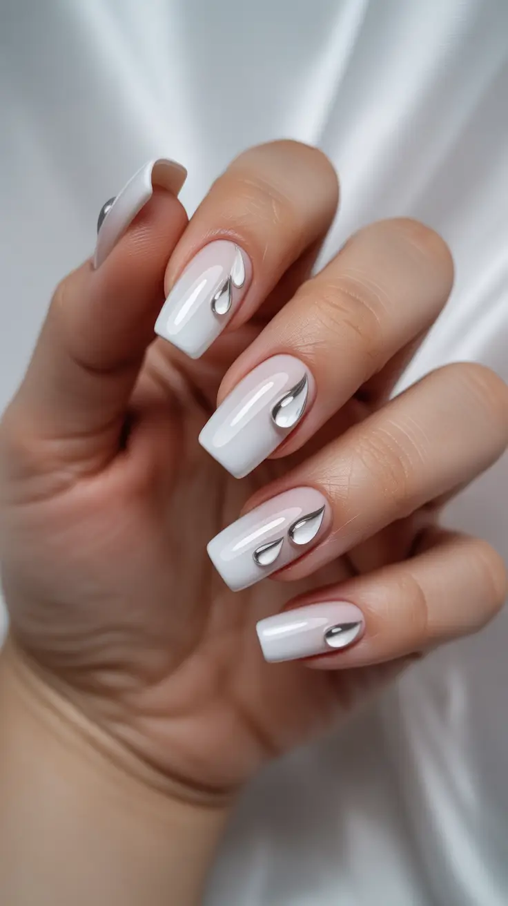 Fall Drip Nails 2025 Frosted Silver Tips