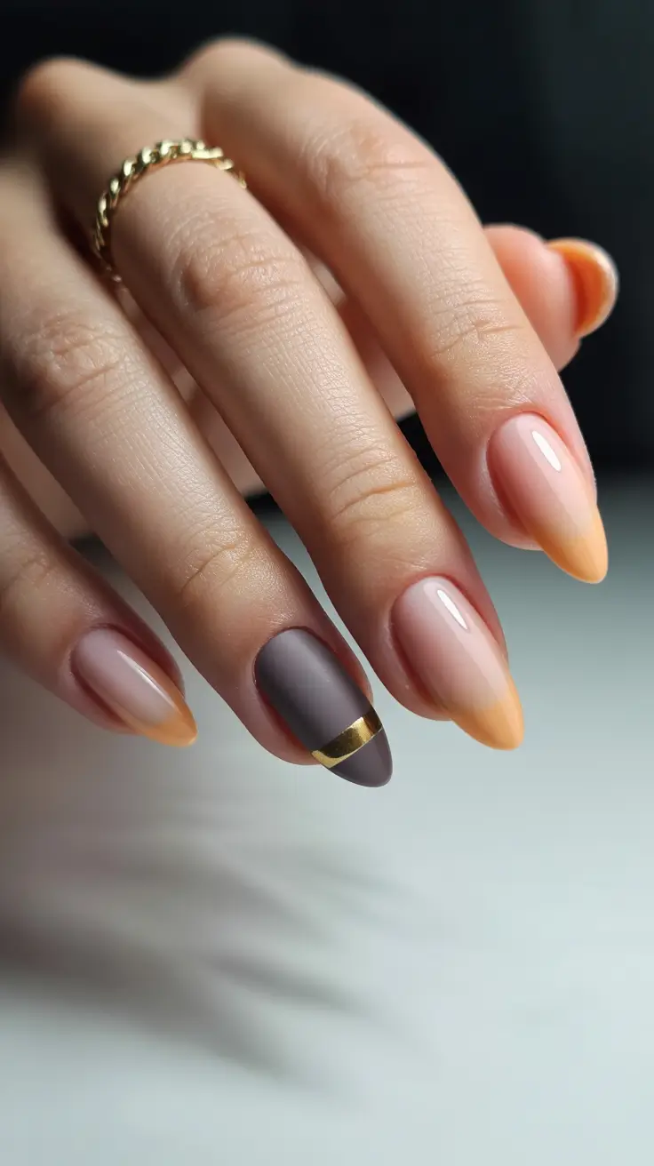 Fall Foil Accent Nails 2025 Autumn Neutrals with a Foil Twist