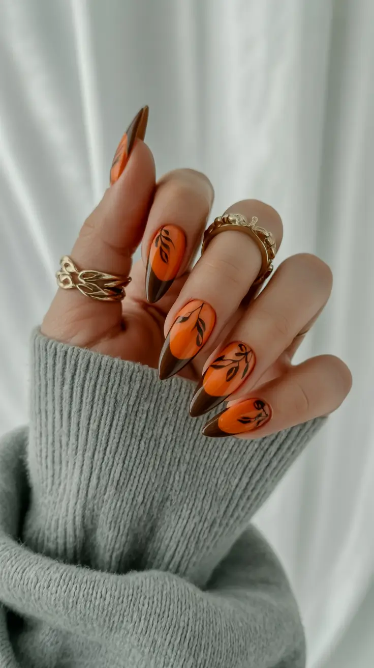 fall gel nails designs 2025 Harvest Flame Tips