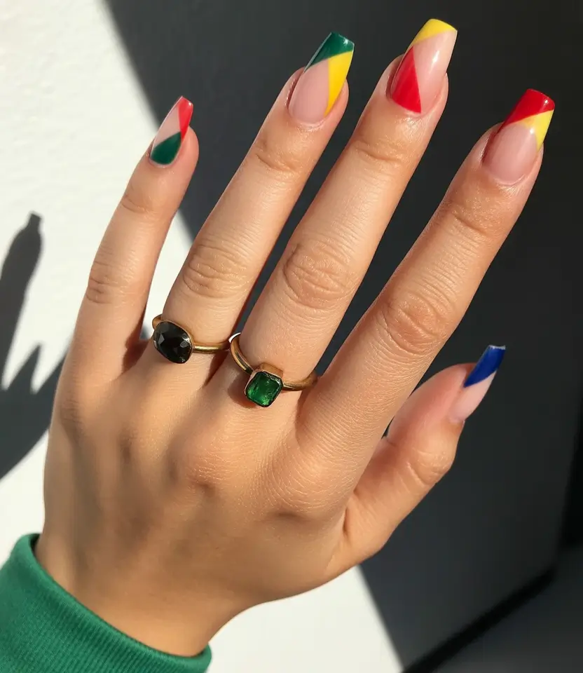 Fall Geometric Nails 2025 Bold Angles in Autumn Tones