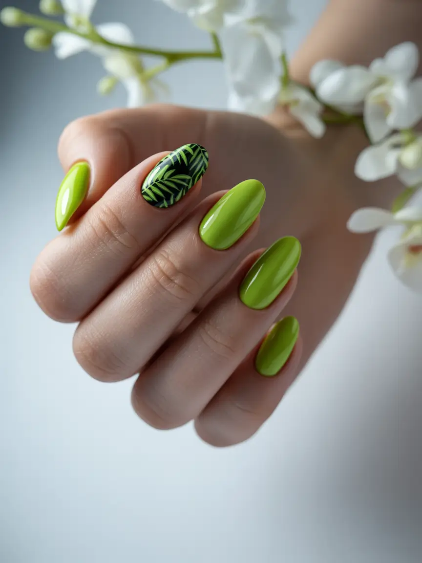 fall green nails 2025 Neon Jungle Energy
