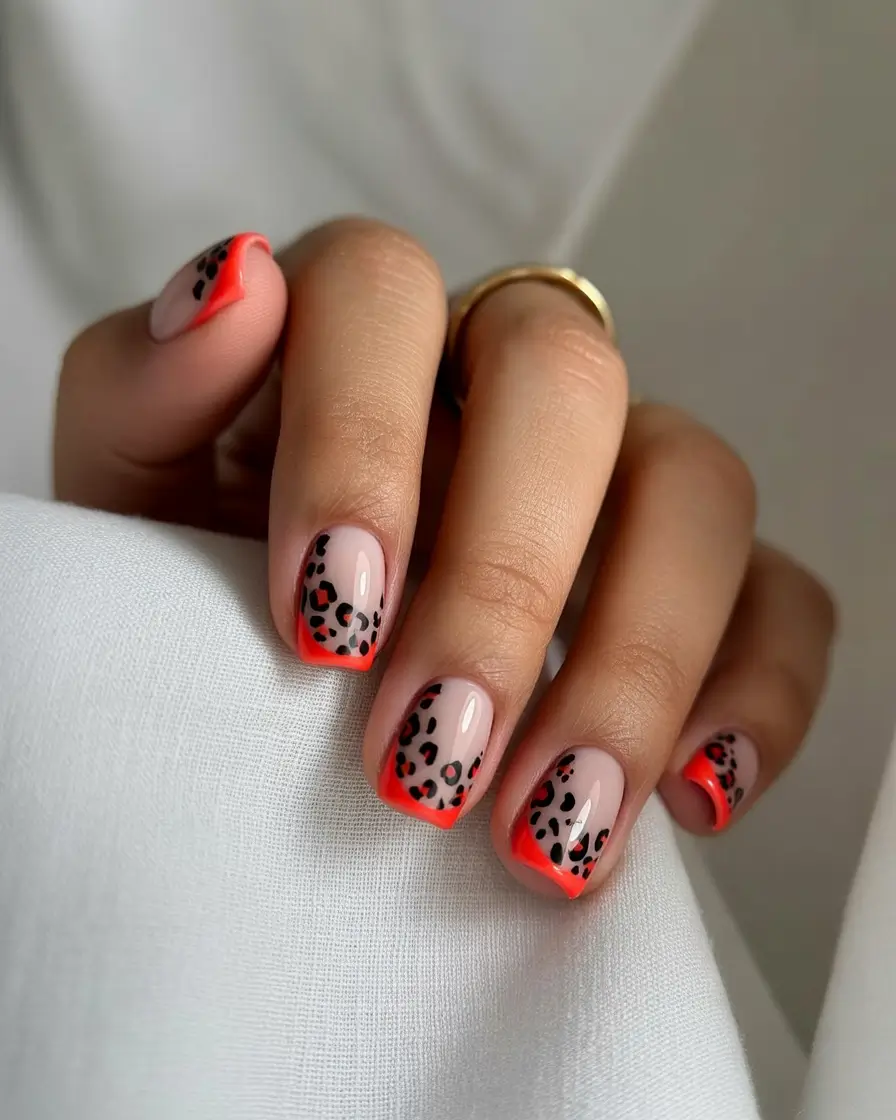 fall manicure 2025 Bold Neon Meets Wild Print