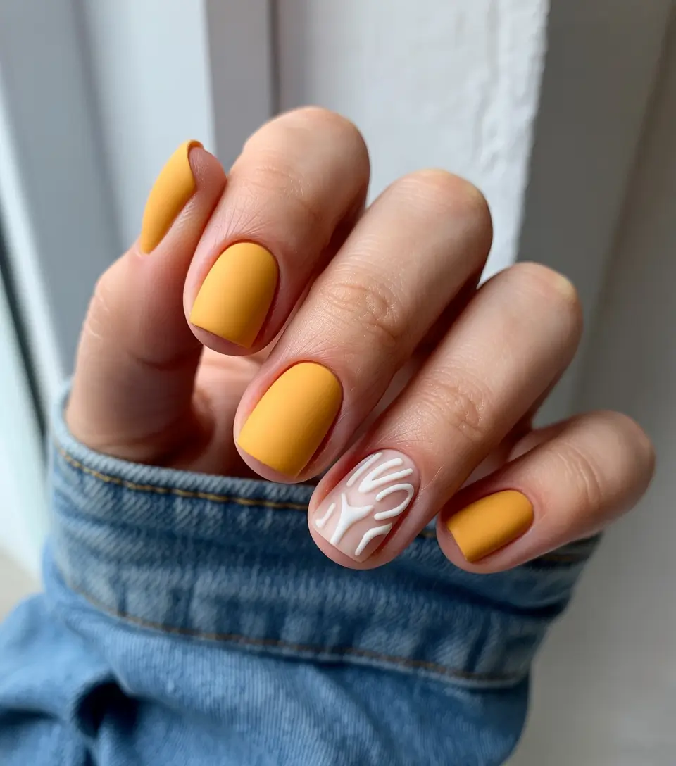 fall-manicure-2025-Matte-Mustard-Meets-Minimal-Art