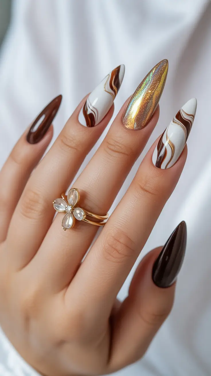 Fall Marble Nails 2025 Golden Glam Meets Marble