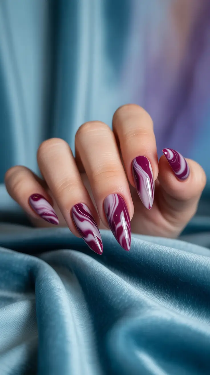 Fall Marble Nails 2025 Berry Marble Drama