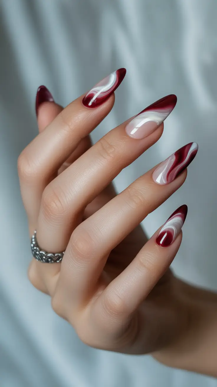 Fall Marble Nails 2025 Velvet Wine Marble
