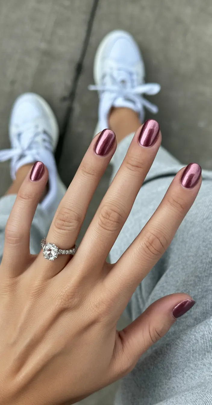 fall nails 2025 color trends Rose Chrome Elegance