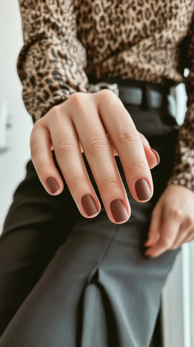 fall nails 2025 color trends Matte Cocoa Minimalism