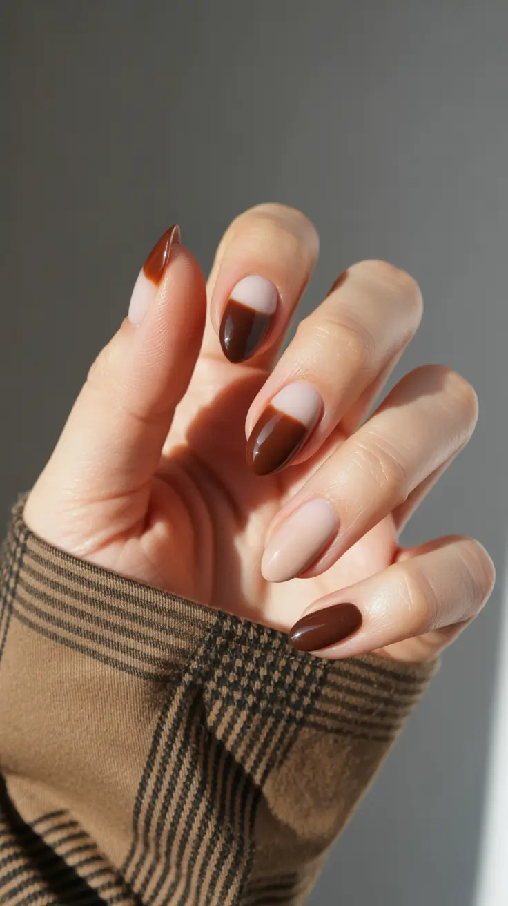 fall nails 2025 color trends Half-Moon Coffee French