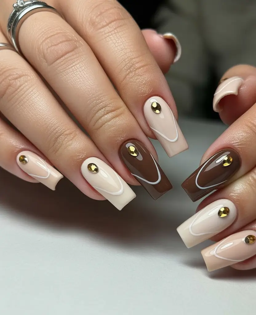 fall-nails-2025-color-trends-Modern-Mocha-French-with-Gold-Accents