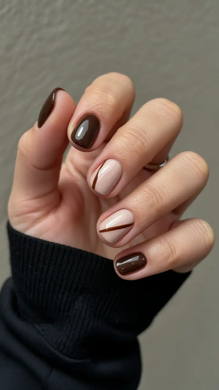 fall nails 2025 color trends Minimalist Brown Duo