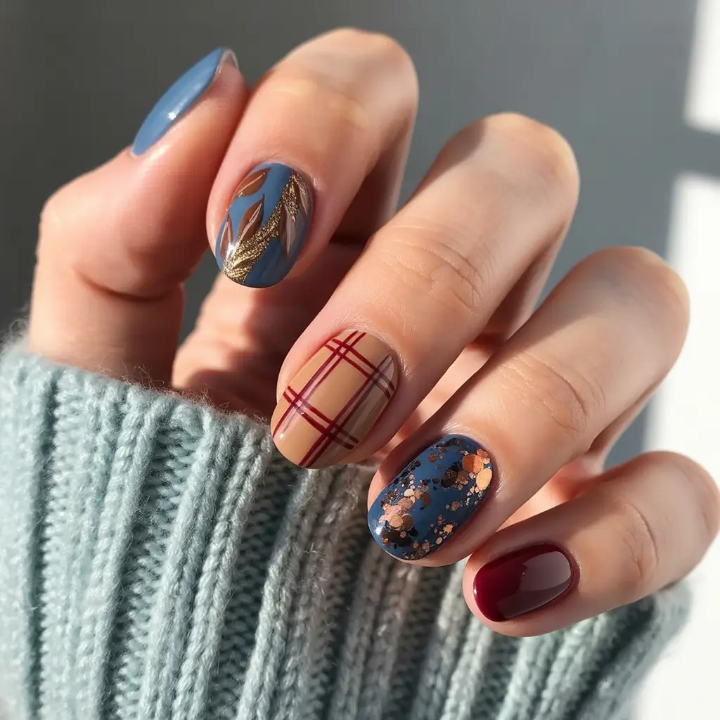 fall nails oval shape 2025 Autumn Prep School Mix