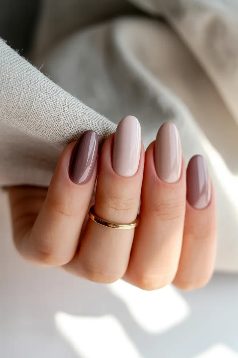 fall nails oval shape Soft Neutrals in a Tone-on-Tone Symphony