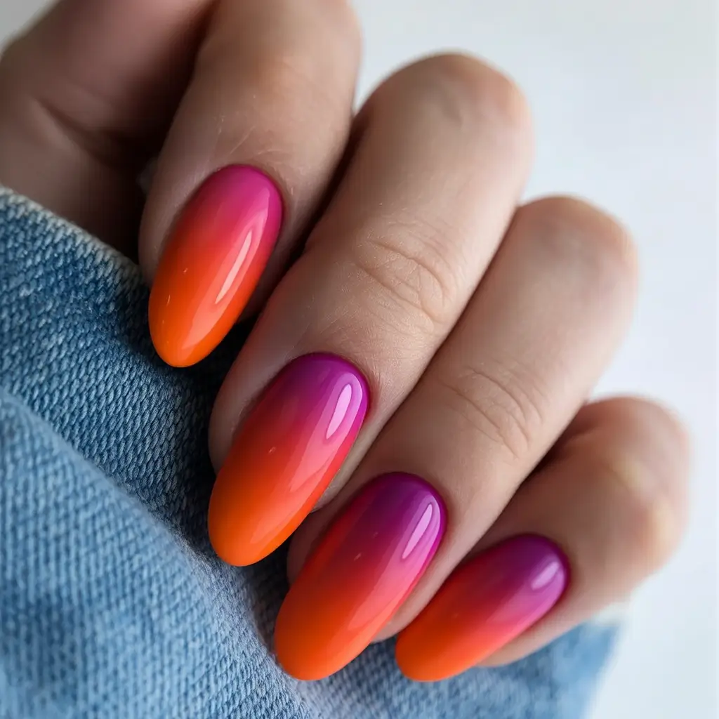 Fall Ombré Nails 2025 Sunset Ombre