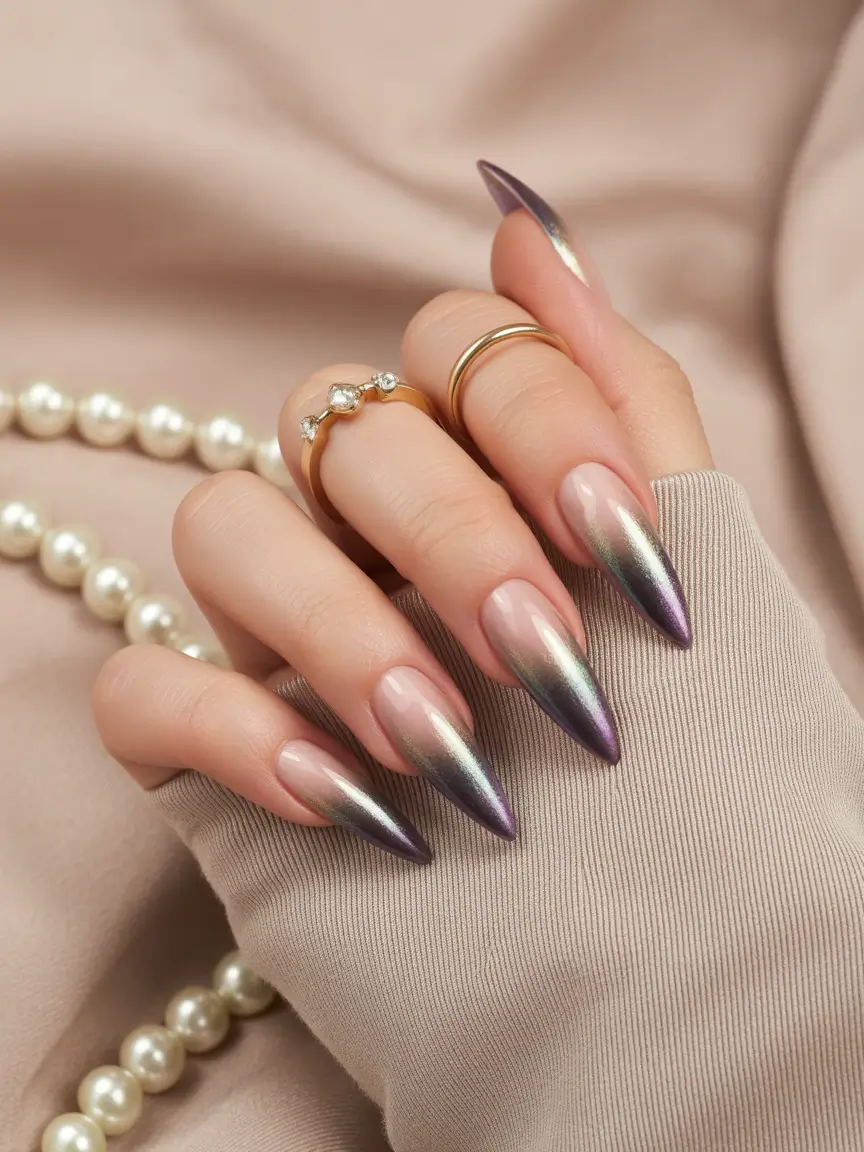 Fall Ombré Nails 2025 Gilded Lilac Fade