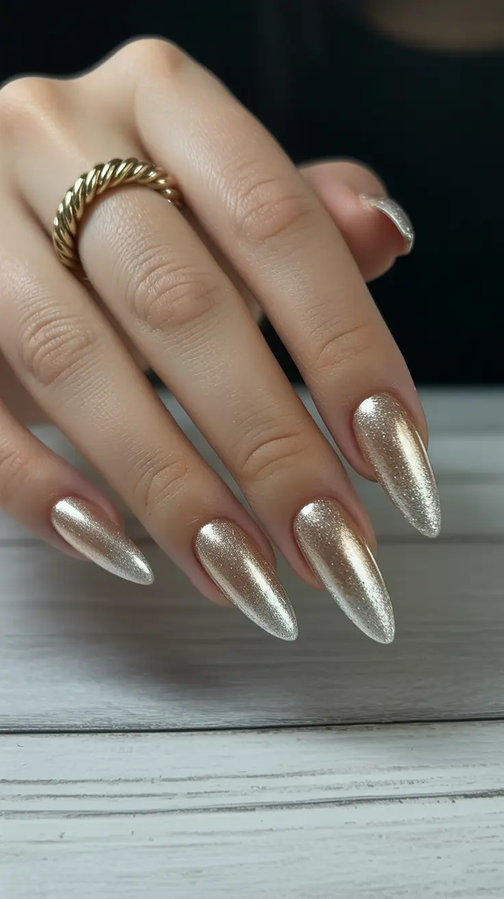 Fall Ombré Nails 2025 Golden Sheen Elegance