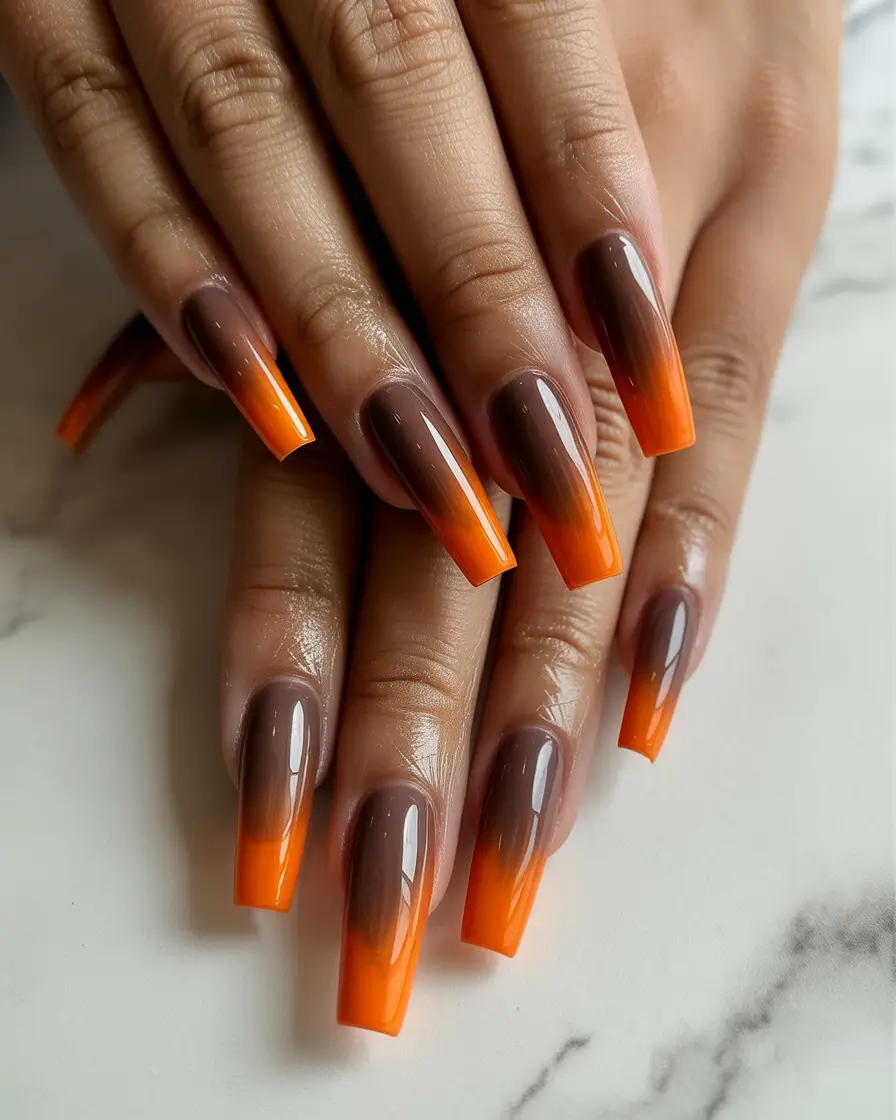 Fall Ombré Nails 2025 Burnt Orange Ombre