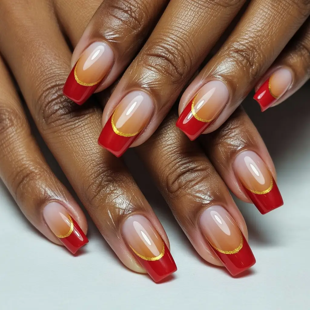 Fall Ombré Nails 2025 Red French Ombre