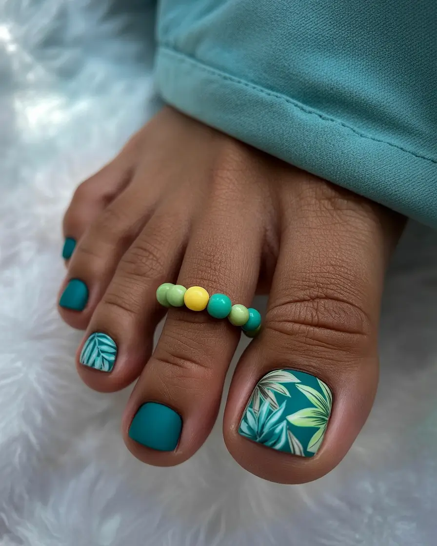 fall-pedicure-colors-2025-Teal-Jungle-for-Moody-Days