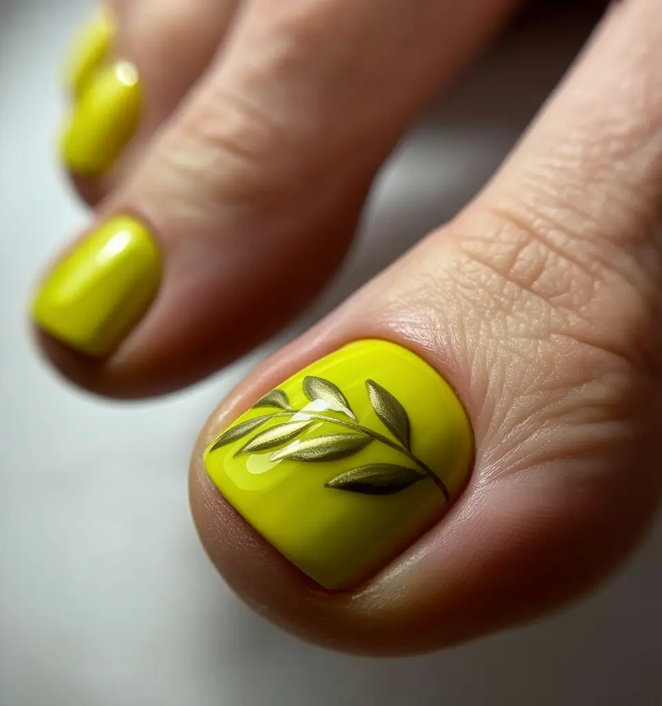fall-pedicure-colors-2025-chartreuse-olive-botanical-elegance