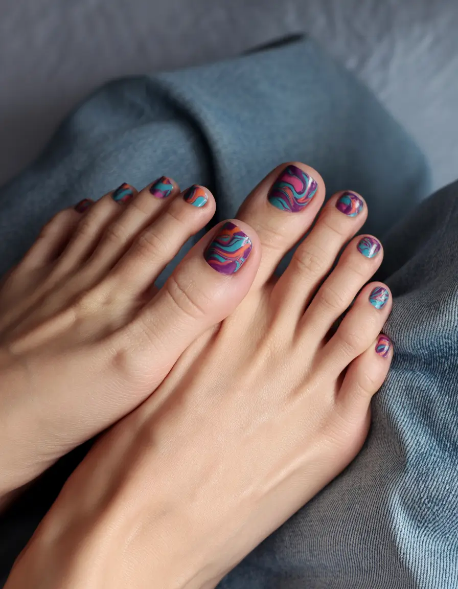 fall-pedicure-colors-2025-multicolor-marble